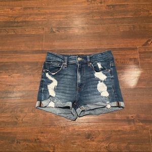 Express shortie high rise jean shorts